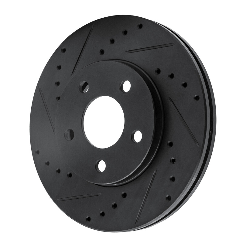 Chevrolet Malibu Brake Rotor (1) - Front Left - R1 Concepts - Drilled & Slotted - Black - `04-`08